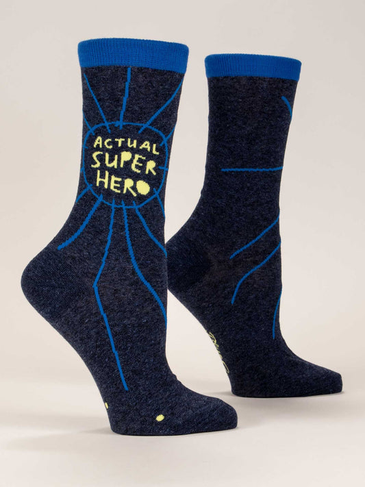 Blue Q Actual Super Hero Crew Socks